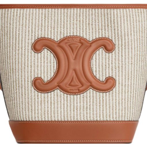셀린느 스몰 버킷 퀴르 트리옹프 스트라이프 텍스타일 카프스킨 베이지(L22*W13*H18cm)