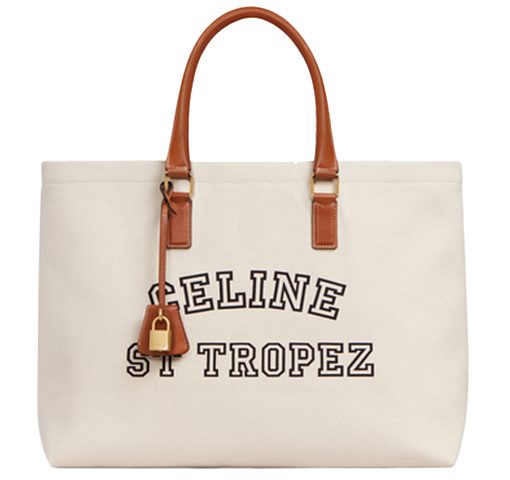 CELINE 카바스 원단 및 소가죽 숄더백 여성 내추럴 & 탠(L44*W16*H32cm)