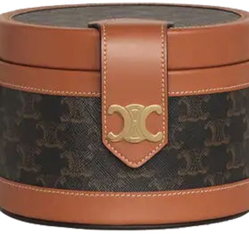 CELINE 탐버 원단 가죽 포함 도시락 가방, 핸드백, 숄더 백, 크로스백 M 여성 타우니(L17*W12*H17cm)