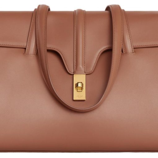 CELINE 16 소프트 스무스 송아지 가죽 핸드 백, 숄더 백 M 여성 브라운(L32.5*W14*H23cm)