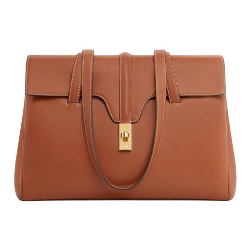 CELINE 16 스무스 소가죽 핸드 백, 숄더 백 M 여성 타우니(L32*W15*H24cm)