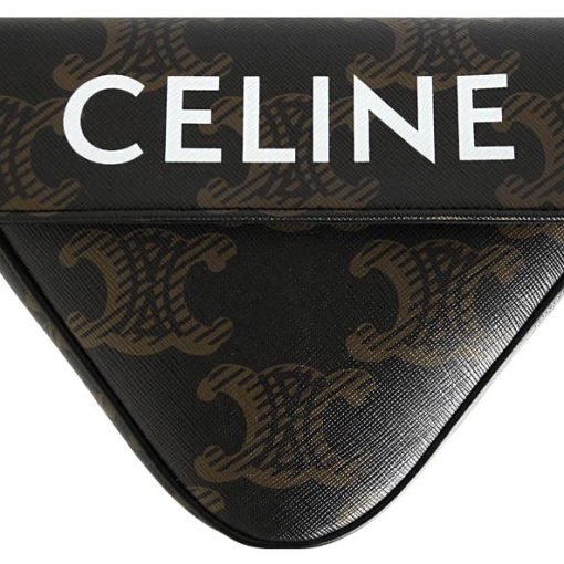 CELINE 트리옴프 캔버스+가죽 숄더 백, 크로스 백 레귤러 여성 브라운(길이: 20/6.5cm, 너비: 3.5cm, 높이: 15cm)