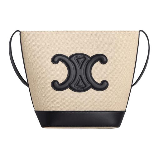 셀린느 택스타일 카프스킨 스몰 버킷백 레더 트리옹프 바닐라 블랙(L30*W13*H22cm)