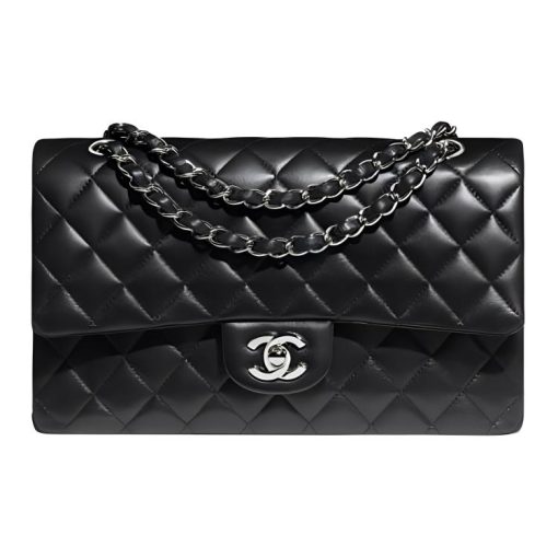 샤넬 클래식 미디움 플랩백 램스킨 & 실버 메탈 블랙(L25*W6*H14cm)