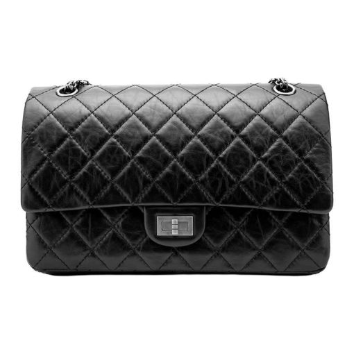샤넬 2.55 미디움 플랩백 빈티지 카프스킨 & 루테늄 메탈 블랙(L24*W7.5*H16cm)