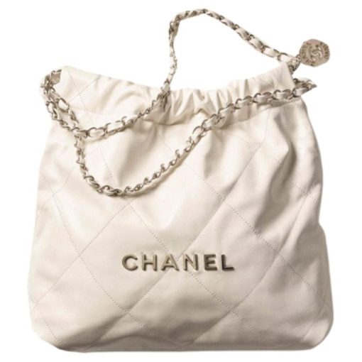 샤넬 22 스몰 핸드백 카프스킨 & 실버 메탈 화이트(L34.5*W8*H37cm)