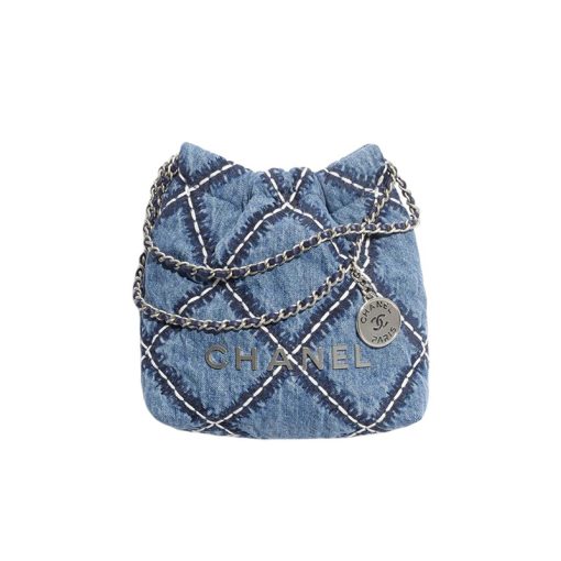 샤넬 22 미니 핸드백 스티치드 데님 & 실버 메탈 블루(L20*W6*H19cm)