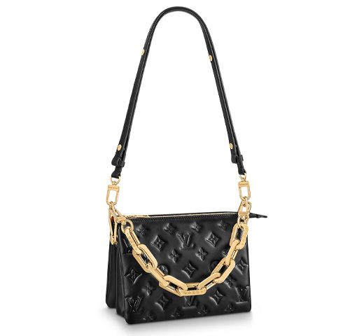 LOUIS VUITTON 쿠션 양가죽 필로우 백, 체인 백, 휴대용 크로스백, 숄더 백 여성 블랙(L21*W7*H16cm)