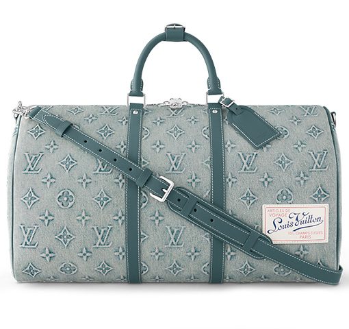 LOUIS VUITTON 키폴 캔버스+가죽 트림 캔버스 백, 핸드백, 숄더 백, 크로스백, 여행 백 남성 데님 블루(L52*W23*H29cm)
