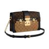 LOUIS VUITTON 트렁크 클러치 코팅 캔버스와 송아지 가죽 트림 소프트 선물 포장, 스몰 스퀘어 백, 체인 백, 핸드헬드 <브랜드_1>e 어깨 크로스백 여성 브라운(L20*W5.5*H12cm)