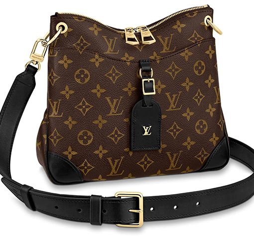 LOUIS VUITTON 오데온 코팅 캔버스 가죽 포함 트림 핸드백, 숄더 백, 크로스백 S 여성 블랙(L24*W8*H22cm)