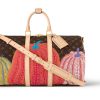 LOUIS VUITTON 야요이 쿠사마 콜라보레이션 키폴 코팅 캔버스 여행 백, 크로스바디백 핸드백 남성 브라운(L45*W20*H27cm)