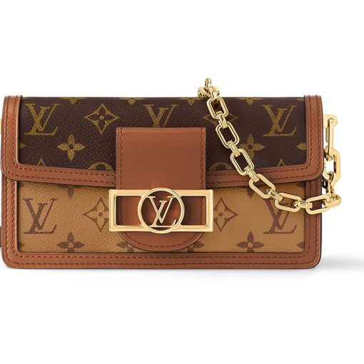 LOUIS VUITTON 다푸인 코팅 캔버스 및 소가죽 휴대용 크로스백, 숄더 백 여성 브라운(L21*W5*H12cm)