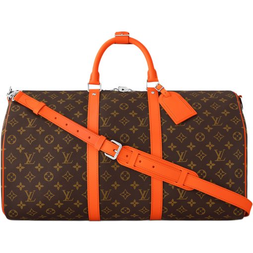 LOUIS VUITTON 키폴 코팅 캔버스 및 소가죽 트림 핸드백, 숄더 백, 크로스백, 여행 백 남성 브라운 & 오렌지(L50*W23*H29cm)