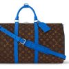 LOUIS VUITTON 키폴 코팅 캔버스 및 소가죽 트림 핸드백, 숄더 백, 크로스백, 여행 백 남성 블루 & 브라운(L50*W23*H29cm)