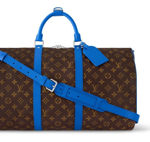 LOUIS VUITTON 키폴 코팅 캔버스 및 소가죽 트림 핸드백, 숄더 백, 크로스백, 여행 백 남성 블루 & 브라운(L50*W23*H29cm)