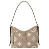 LOUIS VUITTON 캐리어올 가죽 핸드 백, 숄더 백 S 여성 도브 그레이 페어드 와 크림 베이지(L29.46*W11.94*H23.88cm)