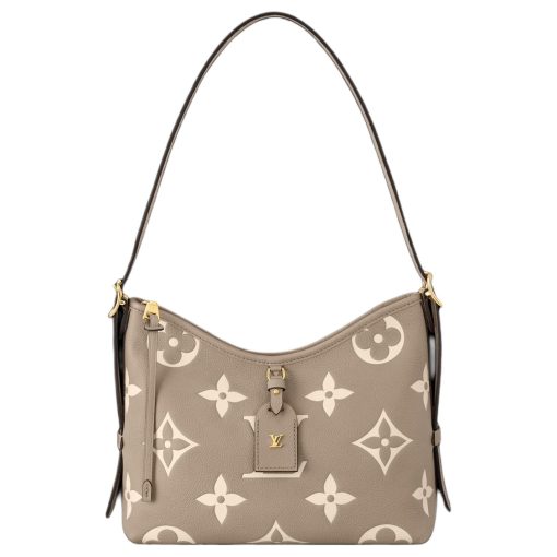 LOUIS VUITTON 캐리어올 가죽 핸드 백, 숄더 백 S 여성 도브 그레이 페어드 와 크림 베이지(L29.46*W11.94*H23.88cm)