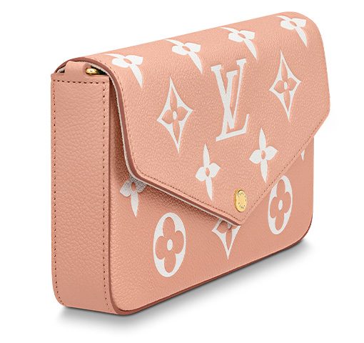 LOUIS VUITTON 포셰트 Félicie 소가죽 3 in 1 휴대용 크로스백, 숄더 백, 핸드백, 크로스바디 백, 숄더 백 여성 러버 핑크(L21*W3*H12cm)