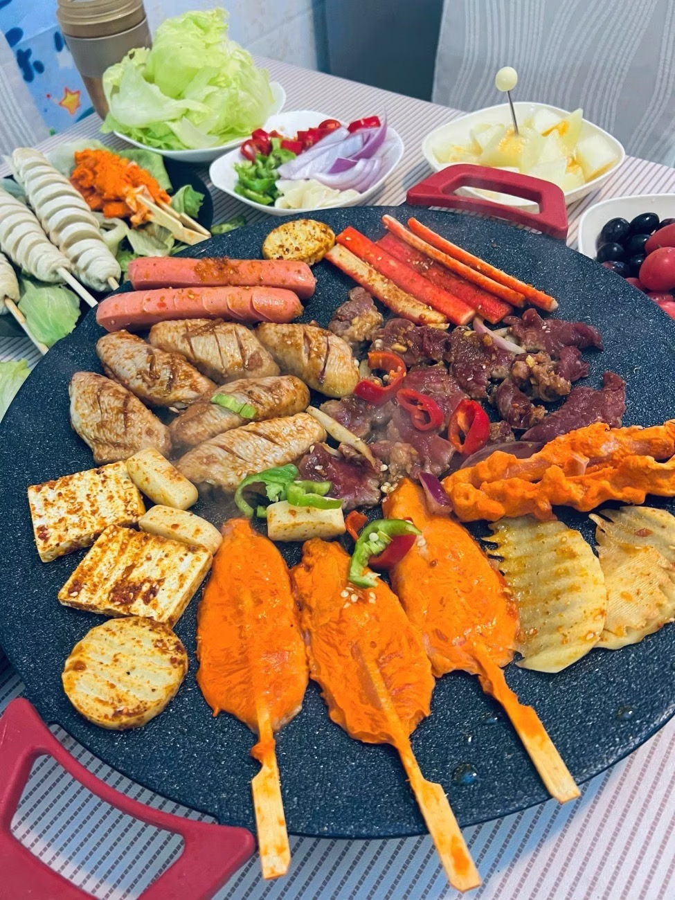 전기 그릴팬 야외용 전기 바비큐 그릴 가정용 다기능 논스틱 불판 photo review