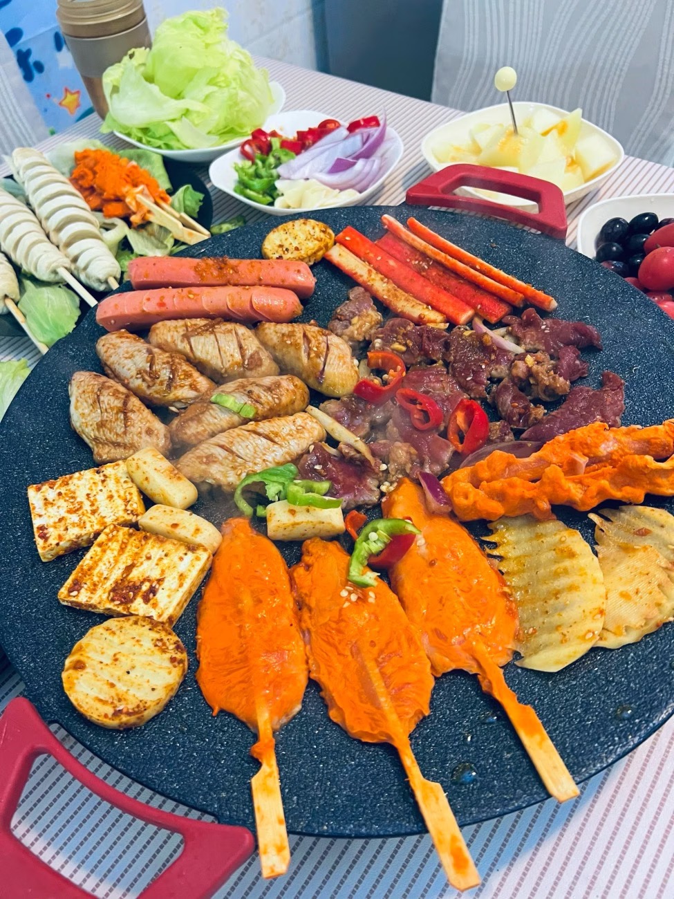 전기 그릴팬 야외용 전기 바비큐 그릴 가정용 다기능 논스틱 불판 photo review